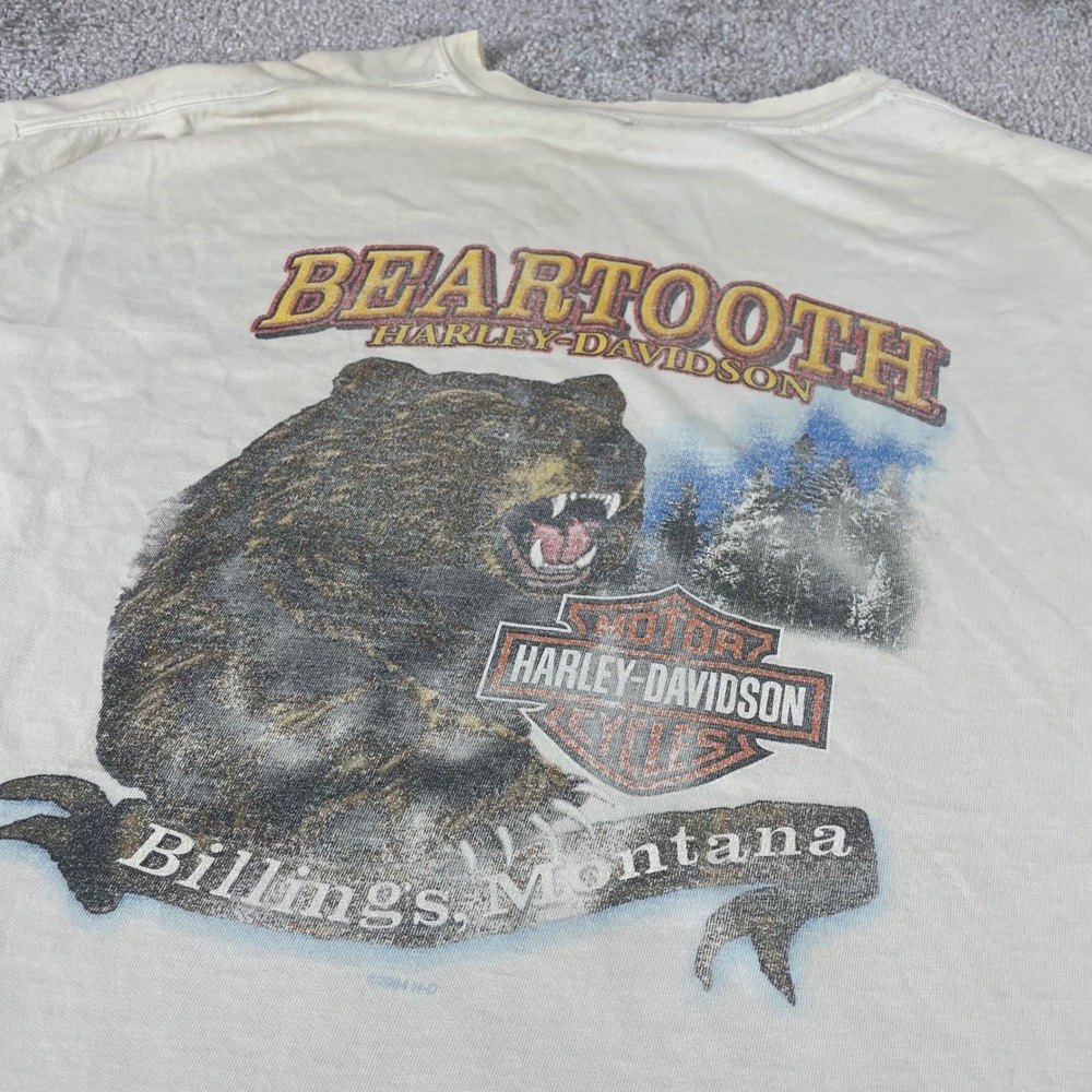 Vintage Harley Davidson T Shirt Mens XXL Bear Graphic Distress Billings Montana
